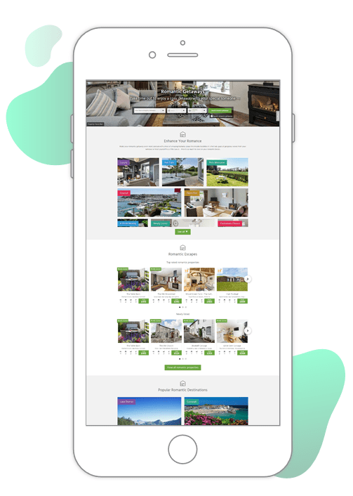 Cottages.com homepage personalization example