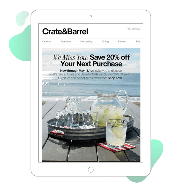 Crate&Barrel post-purchase email