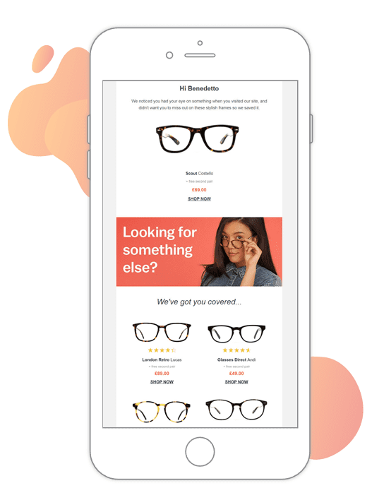 Glasses Direct browse abandonment email example