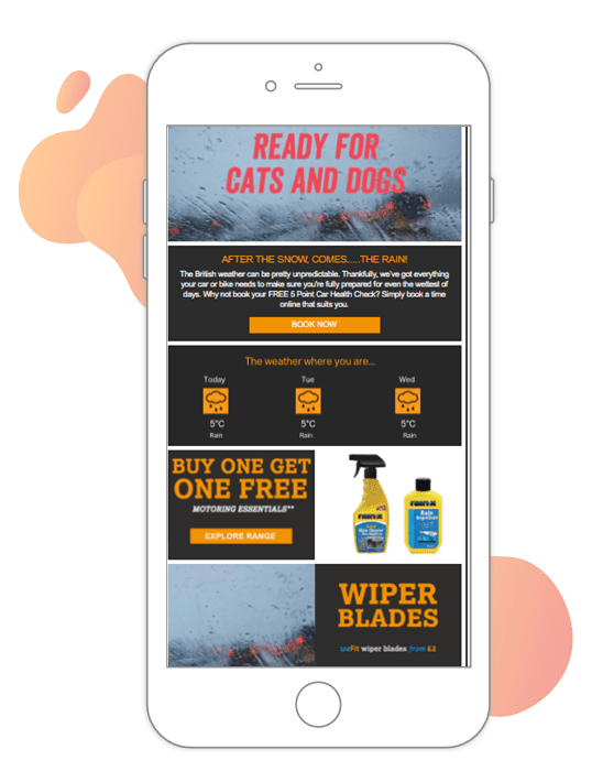 Halfords geotargeting email example