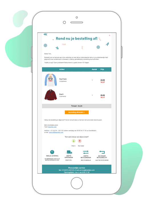 Kleertjes.com cart abandonment email example