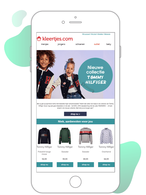 Kleertjes.com product recommendations example