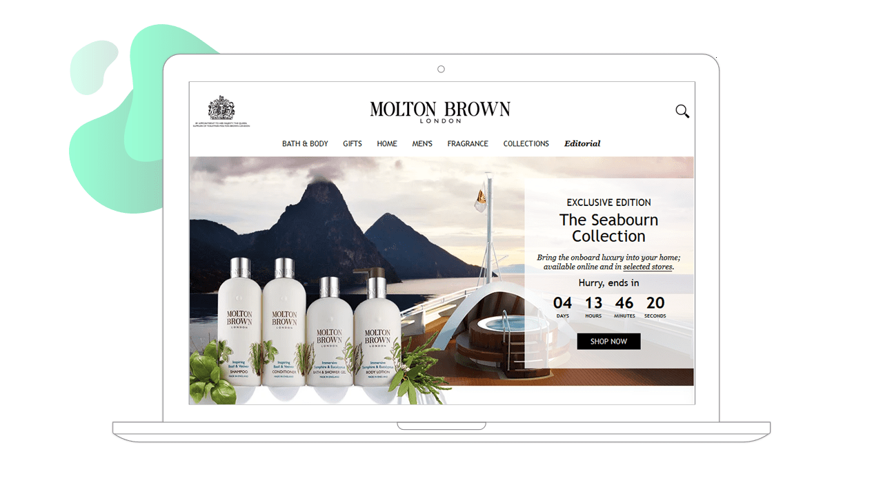 Molton Brown countdown timer example