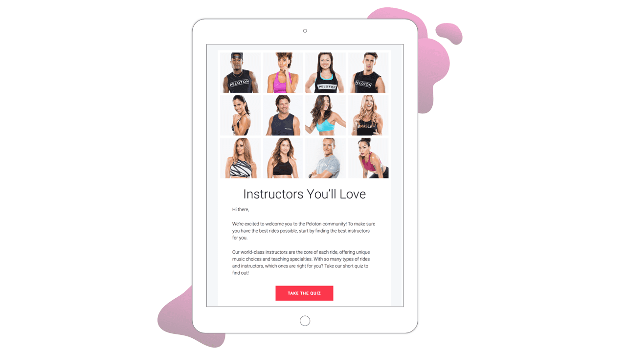 Peloton welcome email example