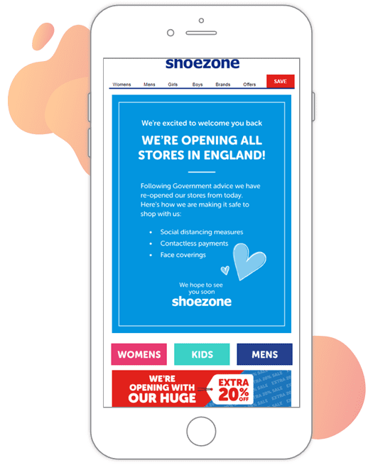 Shoe Zone reopening email