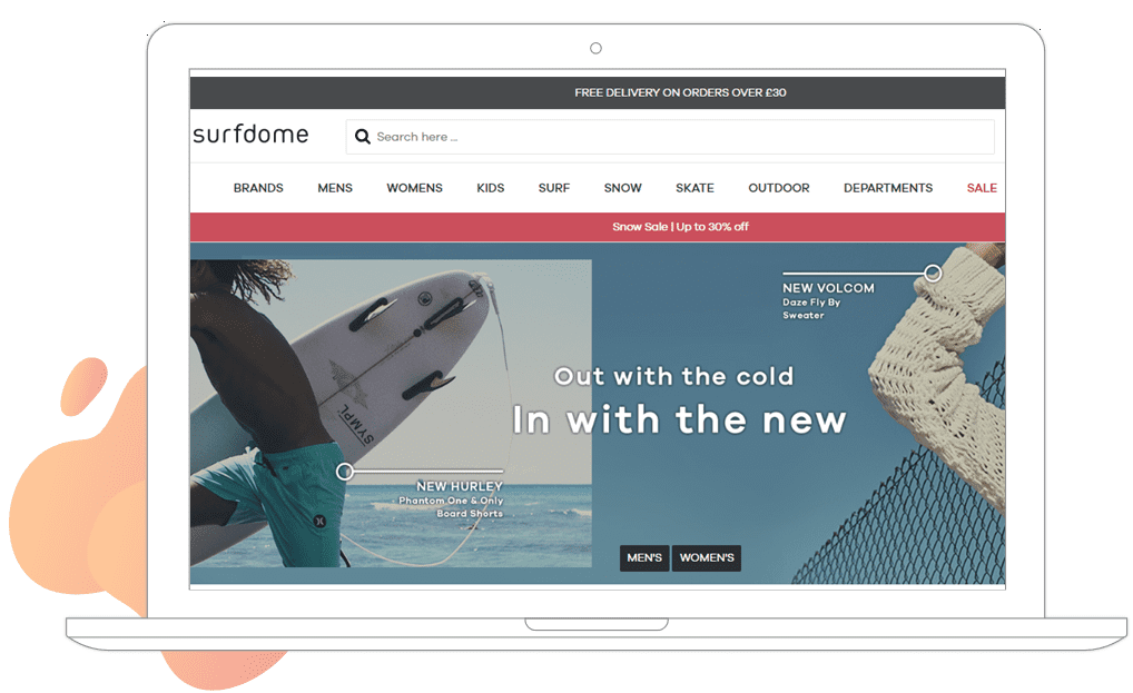 Surfdome homepage personalization example