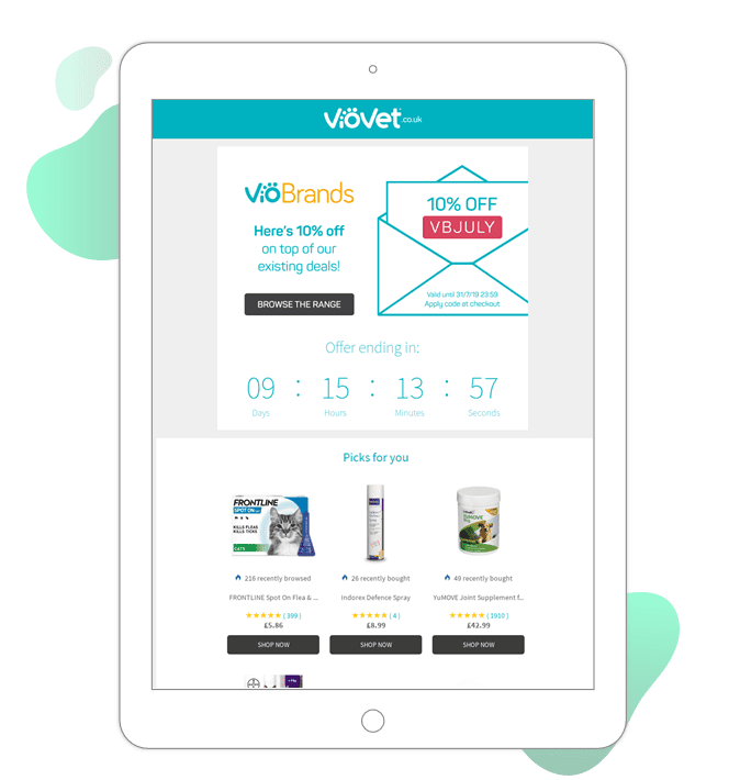 Viovet email personalization example