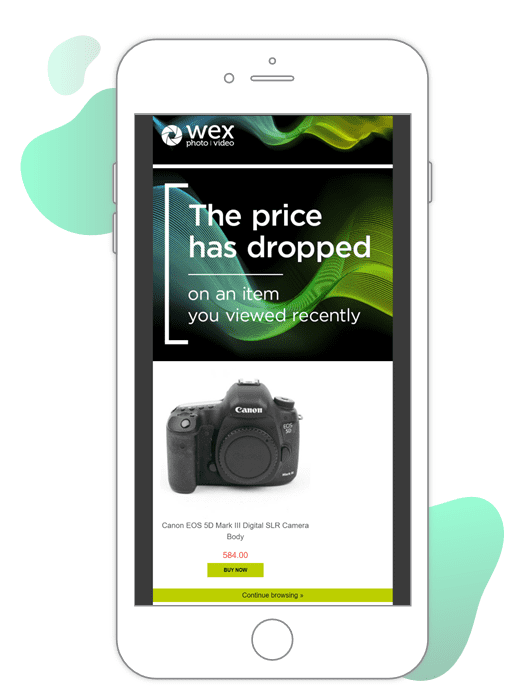 Wex price drop email example