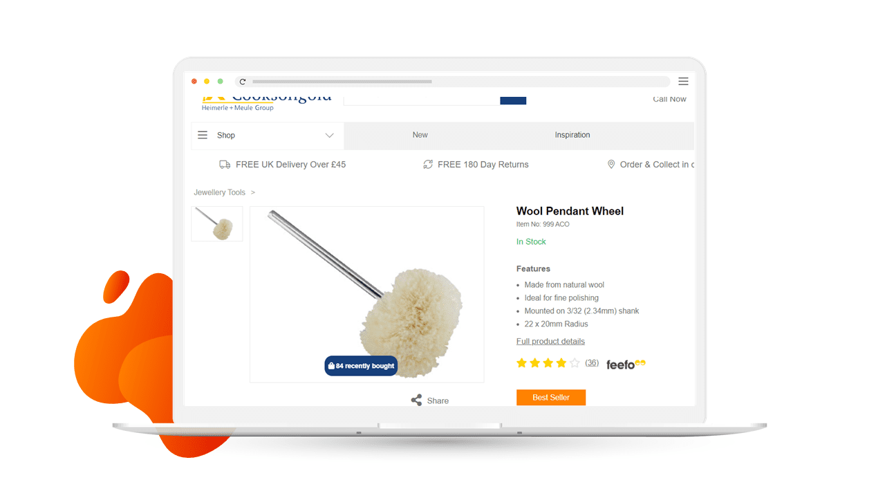 Cooksongold product page with popularity messaging