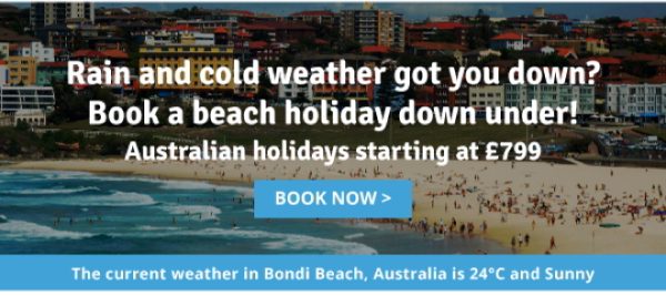 Dynamic content for travel websites based on weather
