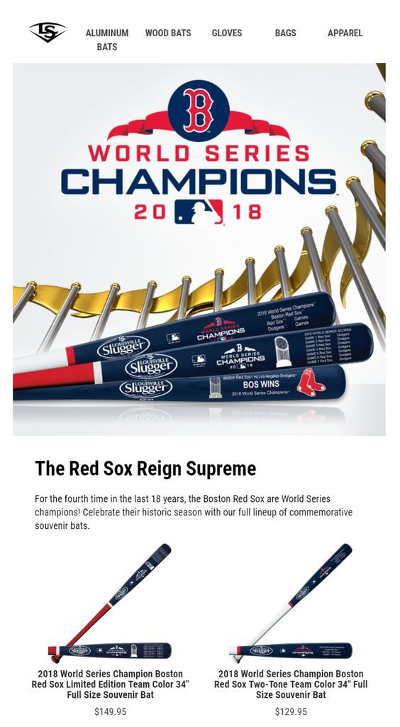 Sporting event email campaign example with product recommendations
