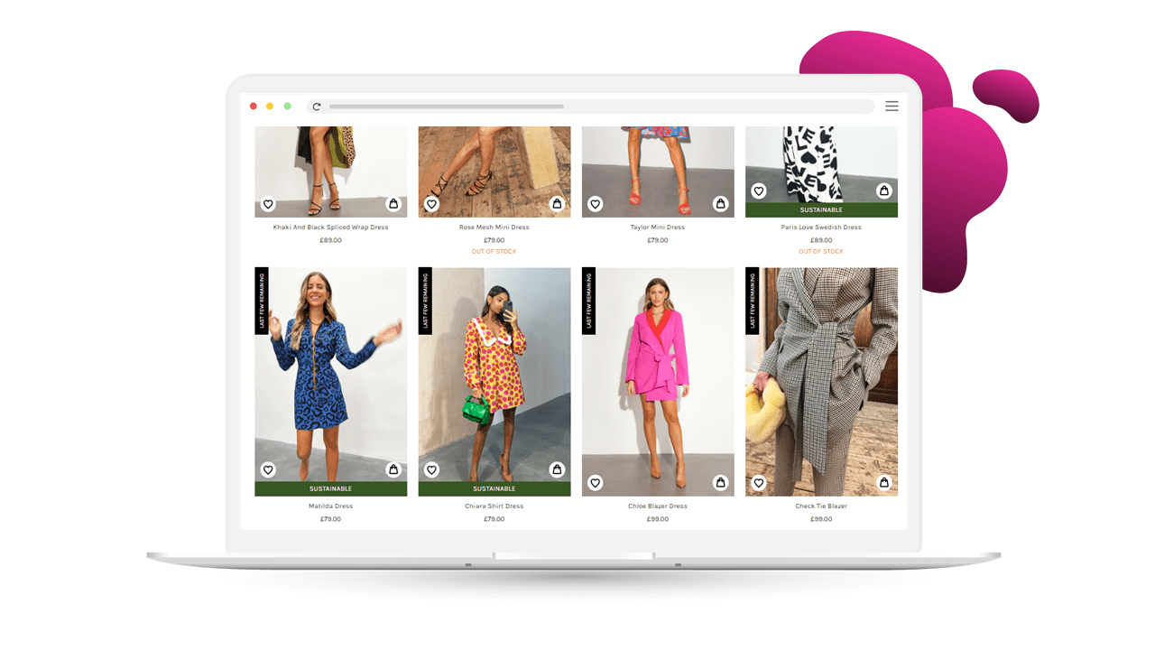 Never Fully Dressed product listing page with user-generated content