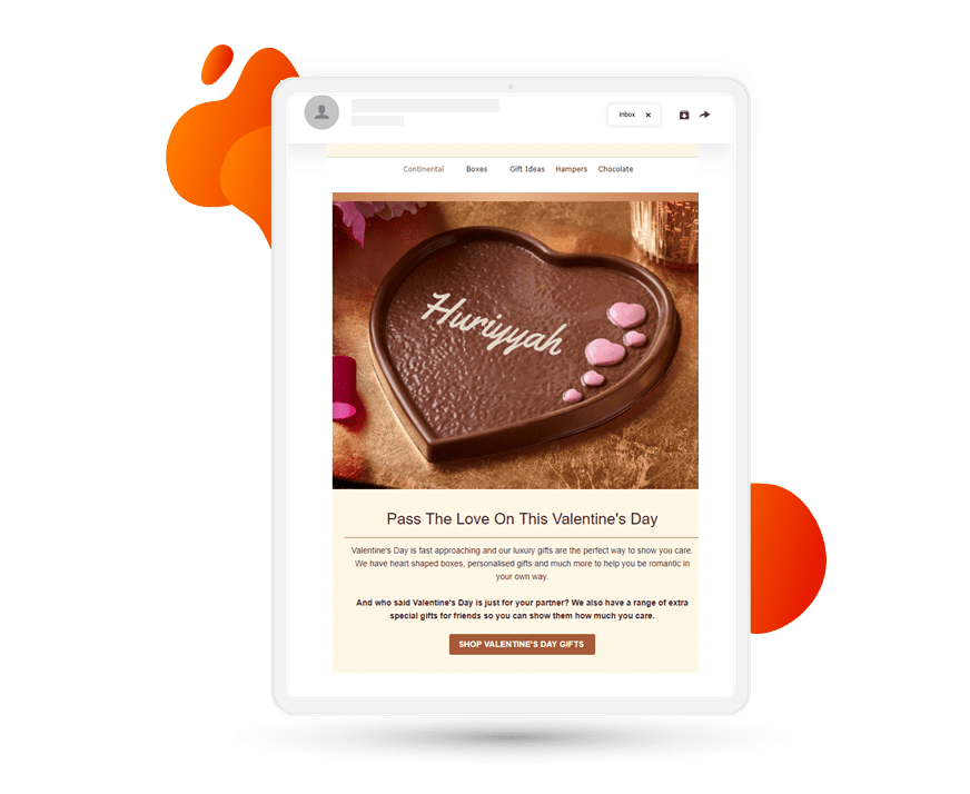 Thorntons Valentine's Day email with dynamic hero banner