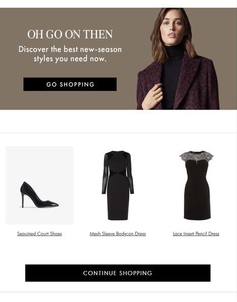 Abandoned browse email design with product recommendations