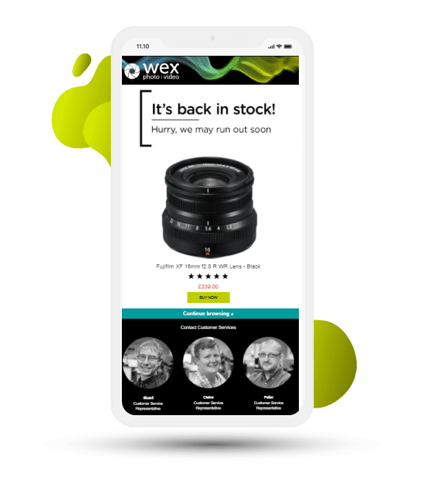 Wex Photo Video back in stock email