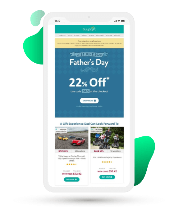 Buyagift Father's Day email example