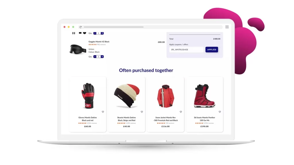 Example of product recommendations personalized by the shopper's most browsed and purchase color