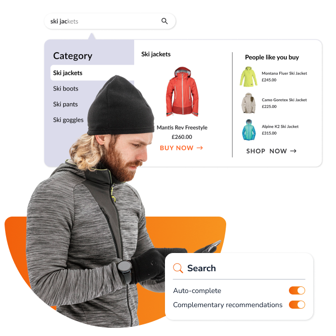 Comprehensive ecommerce site search with AI recommendations