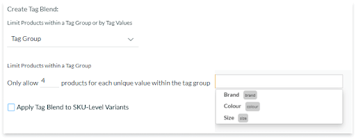 How the tag group set-up looks in Fresh Relevance