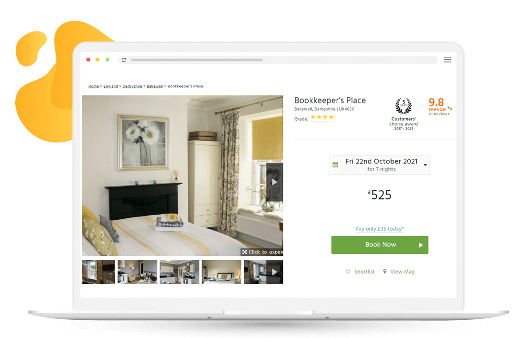 Social proof on cottages.com product page